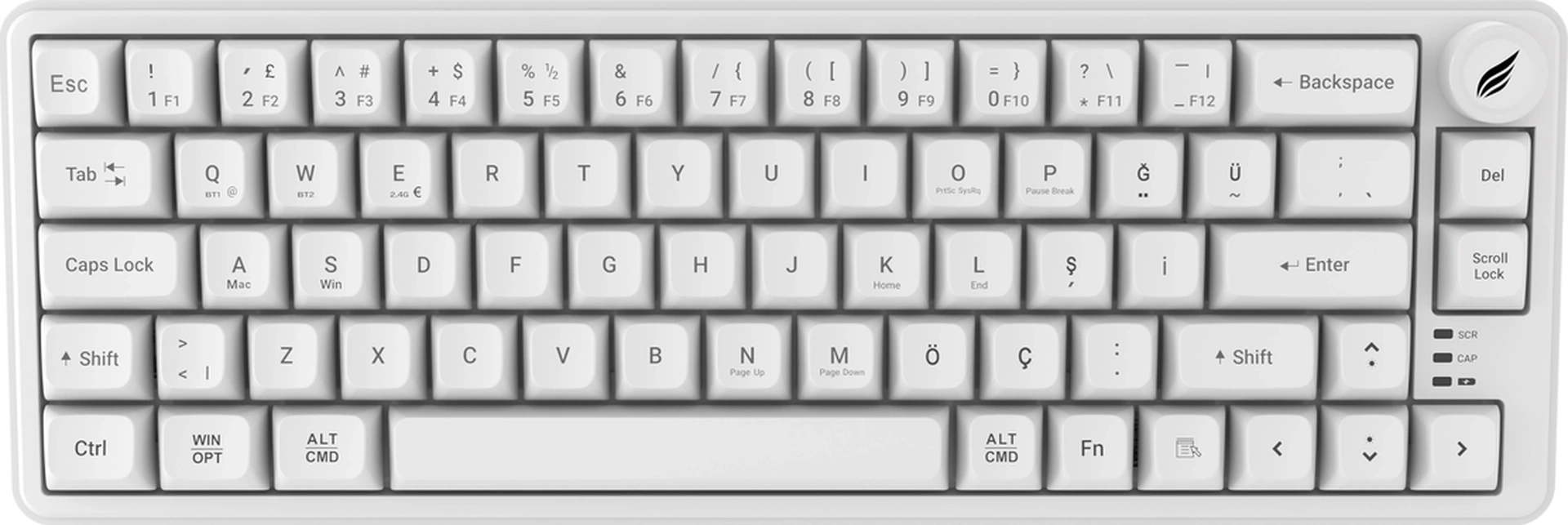 Hawk Gaming Hk251 Membrane Rgb Kablosuz/bluetooth Beyaz %65 Türkçe Gaming Klavye