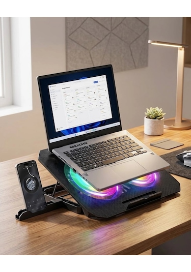 Rgb Fanlı Laptop Soğutma Standı Usb Girişli Notebook Yükseltici
