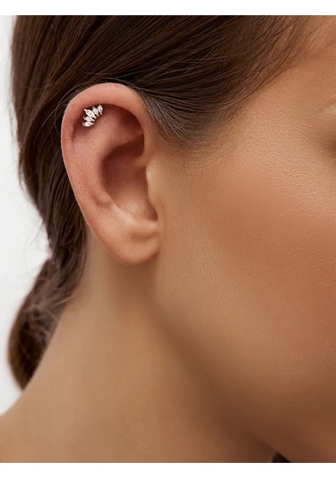 Zoloto Russkih 925 Ayar Gümüş Kulak Memesi Ve Helix Piercing Labret 47325310 Gri