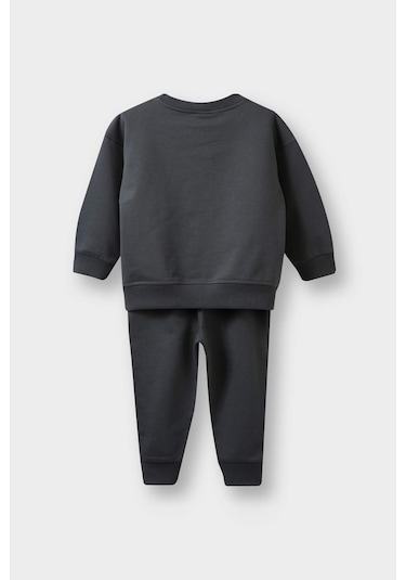 Defacto Erkek Bebek 2li Takım Baskılı Sweatshirt Eşofman Altı E8994a525augr164 Gri
