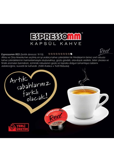 Espressomm® Tchibo Cafissimo Makineleri İle Uyumlu Red Kapsül Kahve 10'lu