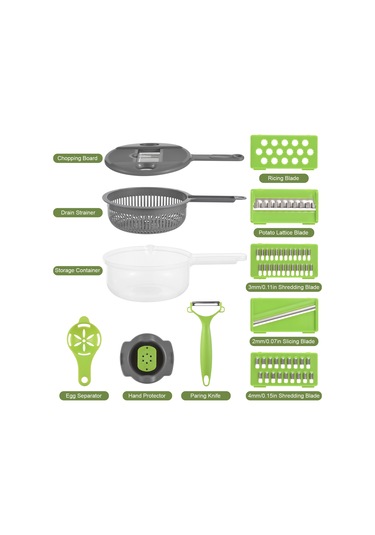 Kablı Sebze Doğrayıcı Çok Fonksiyonlu 11'ı 1 Arada Gri Gri