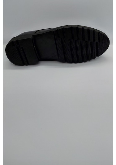 %100 El İşçiliği Rahat Taban Bağcıklı Siyah İmalat Deri Ayakkabı Siyah