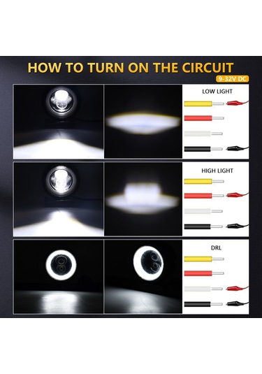Youtek Motosiklet Led Farları, 60w 6000k Ip68, 3 Mod Yakın-uzak Işık, Drl , Alüminyum Gövde, 2 Adet Set