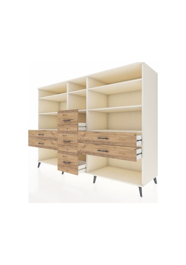 Kronos Dolap 8 Raflı 7 Çekmeceli 220x59x163 Aytaşı-aytaşı/çam Aytaşı-aytaşı/çam