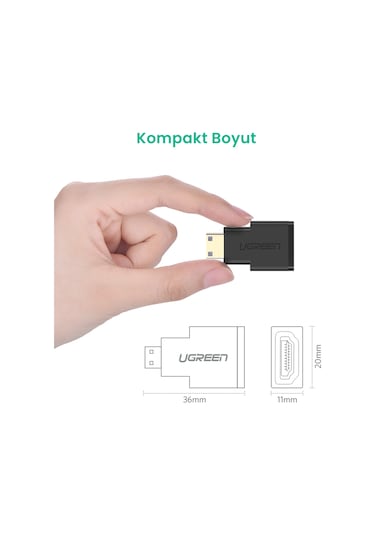 Ugreen Mini Hdmı To Hdmı Dönüştürücü Adaptör Siyah, 20101