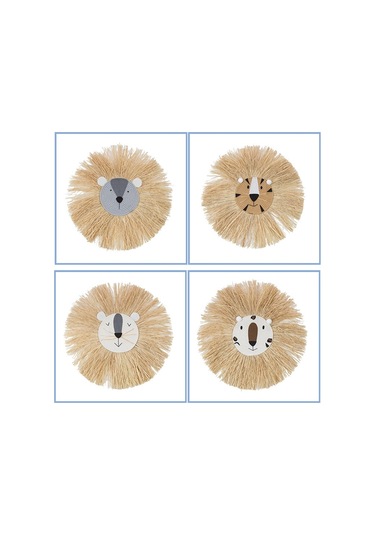 Sones El Yapımı Dokuma Karikatür Aslan Kaplan Hasır Ev Duvar Süsleri Çocuk Odası Giyim Mağazası Aksesuarları Sz-m04