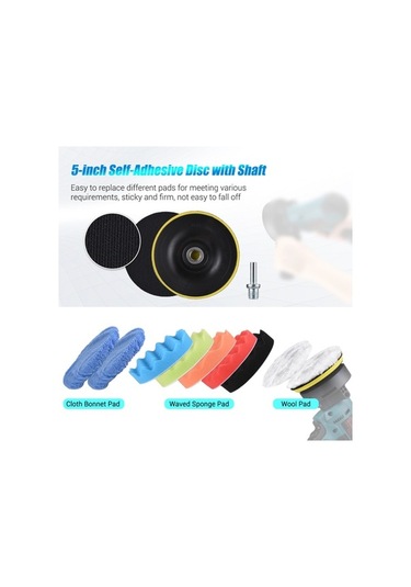 Pazly 11 Parça 5 Araba Cila Pedi Set, Köpüklü Sünger, Yün Kapak, Renkli, Kullanışlı Temizlik Kit