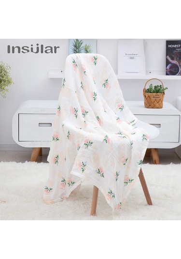 Moveevo Insular Bambu Elyaf Bebek Gazlı Bez Kundak Yumuşak Nefes Alabilen Bebek Emzirme Battaniyesi 130 110cm Gül Beyaz