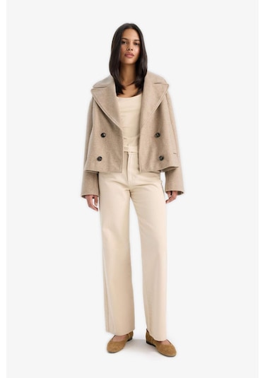 Defacto Regular Fit Düğmeli Kaşe Kaban E8646ax25aubg501 Bej