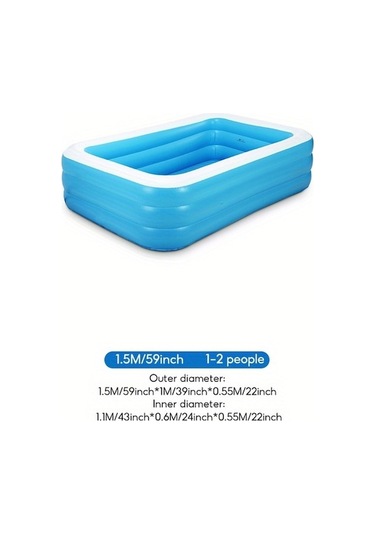 Electronıc Outlet Yüzme Şişme Mavi M Havuzu Boyutu Aile 1.5 - Lx Mavi