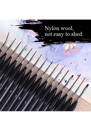 Willowhaven 15 Adet Kanca Hattı Kalem Fırça Seti, Naylon Yün, Alüminyum Bağlantı, Boyama Fırça, Suluboya/kretona
