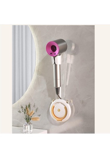 Tcherchı Banyo Saç Kurutma Makinesi Tutucusu, Kolay Kullanım Duvara Monte Beyaz