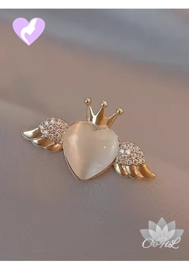 Olfil Broş-mini Kalp Melekler Kraliyet Tarzı 183689974 Sıcak Bej