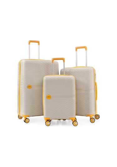 Ççs 5239 Polipropilen 3 Lü Valiz Seti Beyaz-sarı Beyaz - Sarı