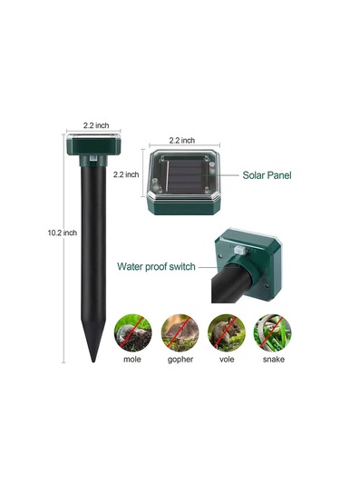 Monyee 8 Adet Yeşil Plastik Güneş Enerjili Ultrasonik Hayvan Kovucu - 40 Fit Çaplı, Kimyasız, Hava Dayanıklı, 5 Gün Süre İle Çalışır