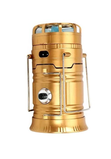 Şarjlı Güneş Enerjili Kızaklı Fanlı Kamp Lambası Altın