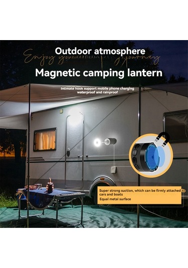 Açık Hava Kamp Feneri 8000mah Şarj Edilebilir Renkli Işıklar Siyah