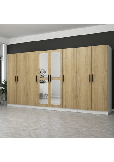 Kale 8 Kapaklı Aynalı 2ç Dolap - Pera Ceviz 210cm