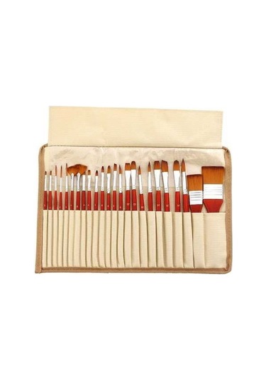 Willowhaven Zhu Tıng 24 Adet Naylon Kıl Boya Fırçası Seti, Suluboya Fırçaları, Bez Çanta, Turuncu Kırmızı Çubuk