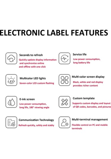 Sones 2.1 İnç E-mürekkep Ekranlı Bluetooth Akıllı Elektronik Etiketler Özel Metin/resim/qr Kodu/barkod Desteği Diğer