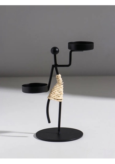 Simalend Mum İçin Metal Figürlü Şamdan 458077851 Siyah