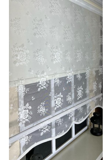 Çift Mekanizmalı Kırık Beyaz Tül Perde Ve Ekru Stor Perde Stb45253-v01