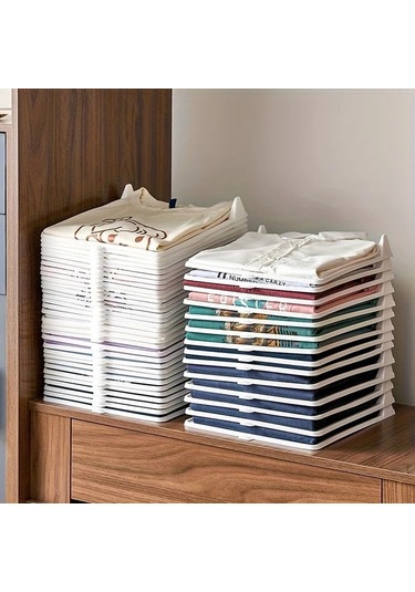 Oldfriend 20 Parça Beyaz Yığınlanabilir Giyim Organizatörü - Taşınabilir Dolap Düzenleyici Beyaz