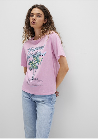 Mavi - Plaj Baskılı Pembe Tişört 1613490-71031 Pembe