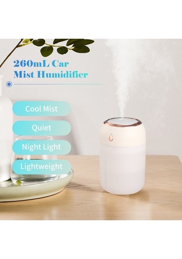 Novahub 330ml Pembe Taşınabilir Nemlendirici - 7 Renkli Led Işık, Sessiz, Ev & Araç Kullanımı