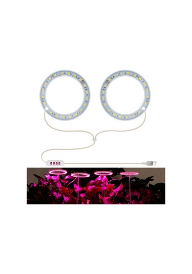 Sones Led Bitki Büyüme Lambası Tam Spektroskopi Akıllı Zamanlama İç Mekan Doldurma Işığı Halka Bitki Lambası, Güç: İki Kafa Pembe Işık