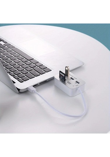 Xuweiwei Beyaz 7si 1 Arada Usb Type C 30 Hub 3 Port 4 Port Genisletici Sd Tf Ms M2 Hafiza Kart Okuyucu Adaptor Pc Laptop