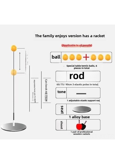 Shineyee Ev İçi Tenis Topu Egzersiz Aleti: Yumuşak Eksenli Tek Kişilik Egzersiz, El-göz Koordinasyonu Ve Refleks Geliştirici, Aile Ve Çocuklar İçin 6 Top + 3 Çubuk + 2 Tahta Raket