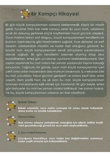 Mordesign Bebek/çocuk Oyun Halısı, Yenidoğan Emekleme Pedi, Aktivite Matı, Çok Amaçlı Minder, Kampçı Serisi 110 X 110 Haki