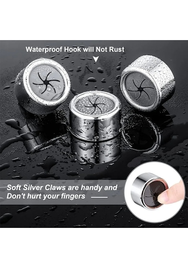 Xindoker 8 Adet Bej Banyo Kancası - Abs Malzeme, Yumuşak Silikon Klem, Çarpışma Güvenliği, Kolay Kurulum Yapıştırıcı/vurgu Gümüş