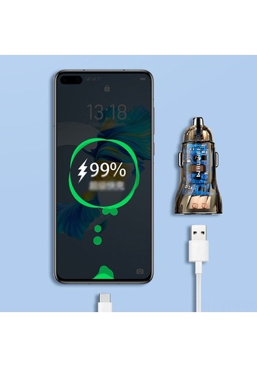 Dancemonkey Buweı 2.0 Çift Portlu Hızlı Şarj Cihazı - 30w Qc4.0+pd, Araba İçin Usb/type-c Şarj Aleti