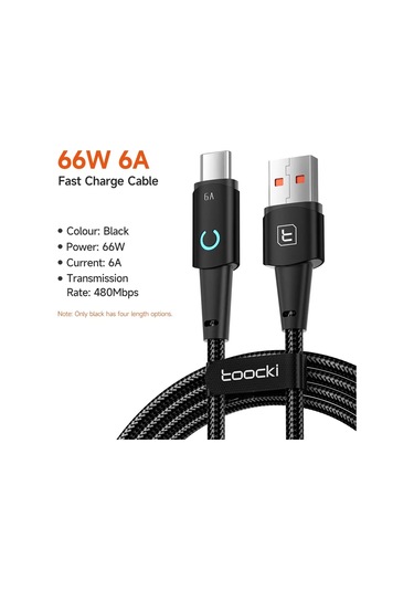 Toocki Usb Yıldırım Kablosu İphone Uyumlu 14 13 12 11 Pro Max 8 7 Artı Led Şarj Black Usb C 6a 0 25m Diğer