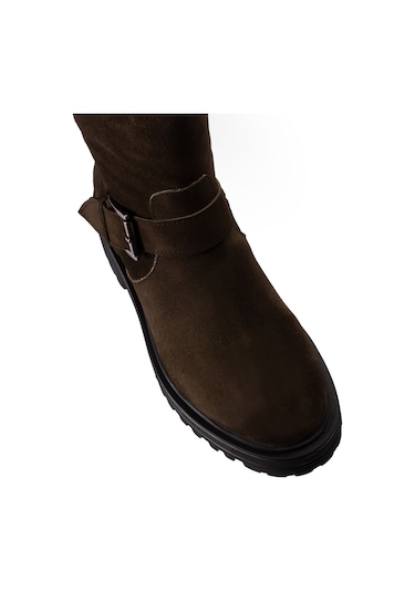 Deery Hakiki Süet Yeşil Kadın Bot Haki