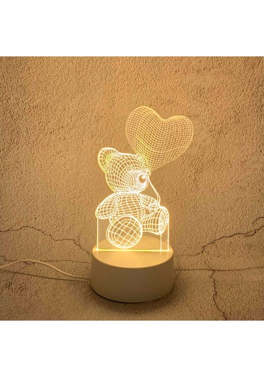 3d Gece Lambası Usb Renkli Uzaktan Kumanda - Balon Ayı Diğer