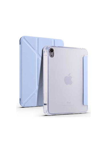 Apple Uyumlu iPad Mini 2021 (6.Nesil) Kılıf Tri Folding Kalem Bölmeli Standlı