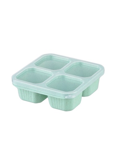 Hangfox Yeşil Buğday Saplı 4 Bölmeli Yemek Kutusu, Lezzetli Atıştırmalıklar İçin Kapatabilir Kapaklı, Tuzsuz, Logo'lu, Kullanıma Kolay, Dayanıklı Çok Renkli