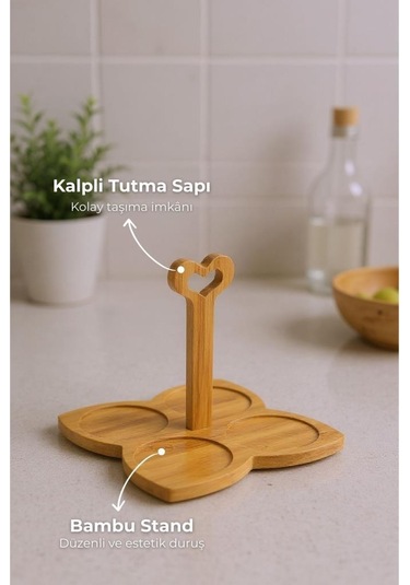 Bambum Fugu - Bambu Standlı 4'lü Kupa Seti Beyaz