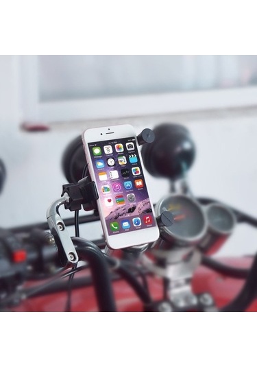 Besthome1 Usb Şarj Telefon Tutucu Motosiklet Bisiklet Gidon Dağı Şarj Cihazı Siyah