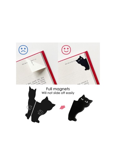 Manyetik Ayraç Meraklı Kedi Siyah Renk, Orijinal Ayraç, Hal