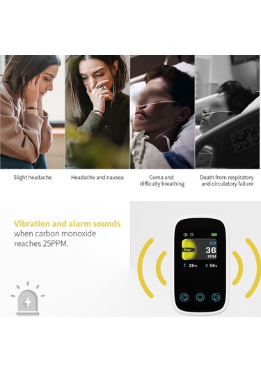 Lemestar Hava Kalitesi Testeri - Co, Sicaklık, Nem Ve Atmosfer Basıncı Ölçer, Tft Lcd Ekran, Otomatik Parlaklık, 800mah Pil, Type-c Şarj Beyaz