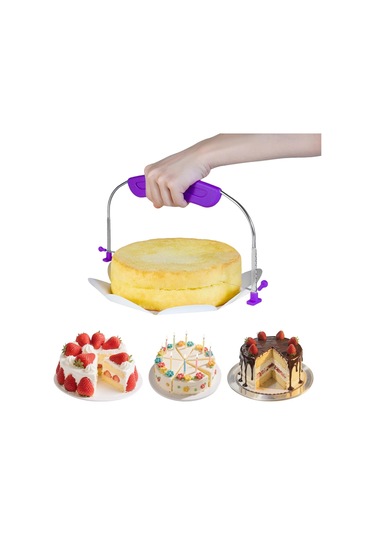Geeksen Mor Renkli Ayarlanabilir Çelik İki Telli Pasta Dilimleyici Mor
