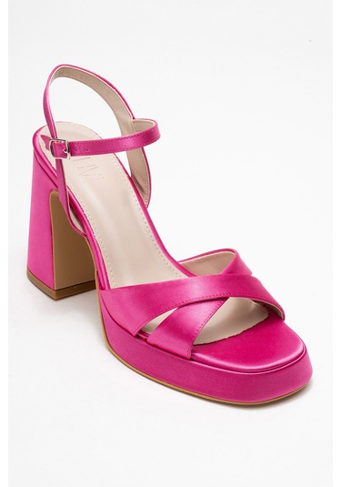 Luvishoes Lello Fuşya Saten Kadın Topuklu Ayakkabı Fuşya