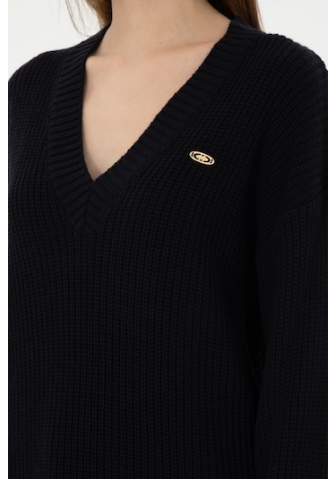 U.S. Polo Assn. Kadın Lacivert V Yaka Kazak 50297120-VR033