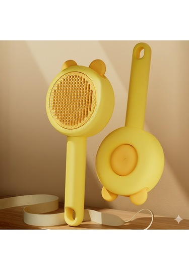 Metal Dişli, Kendini Temizleyen, Evcil Hayvan Bakım Fırçası - Sarı