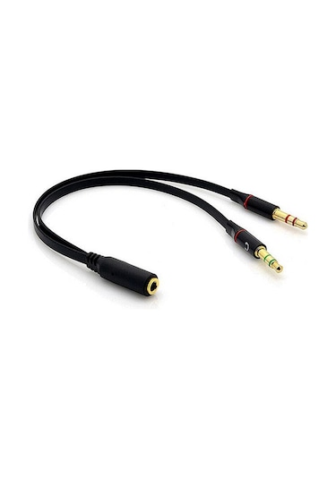 Keepro Kulaklık Mikrofon Ayırıcı Splitter Kablo 2 x 3.5 MM Stereo Kablo